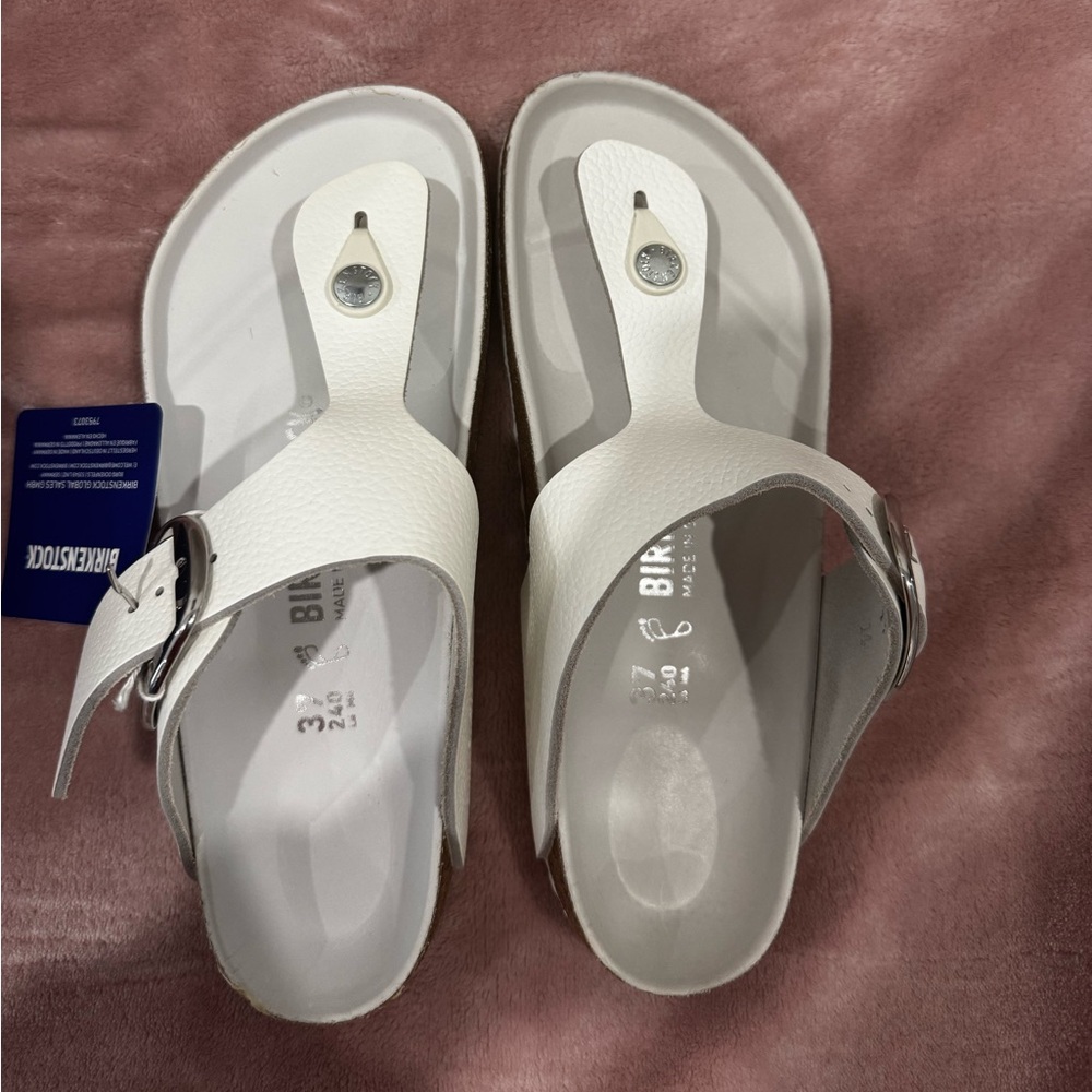 Birkenstock White Gizeh Thong Sandals
